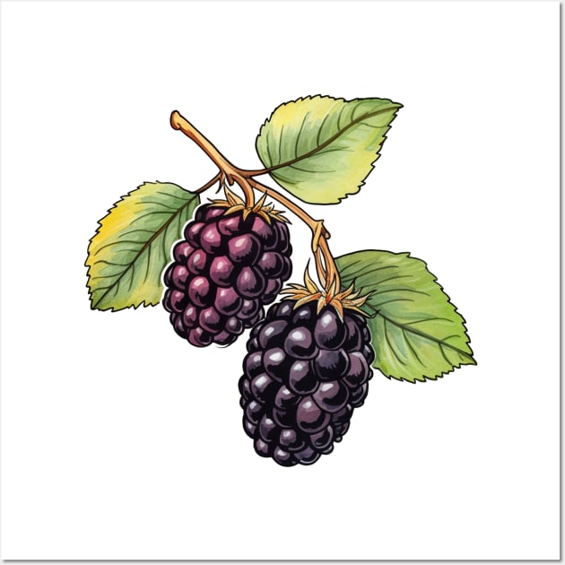 Double Blackberry Illustration Wall Art by Pastel Craft